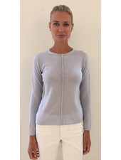 LS KNITTED CREW WITH CENTER PIPING: LIGHT BLUE
