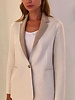 DF CASHMERE W/ KNIT ARMS 1-BUTTON BLAZER: BROWN-BEIGE