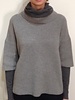 DOUBLE COLLAR ROLL NECK SWEATER, GRAY