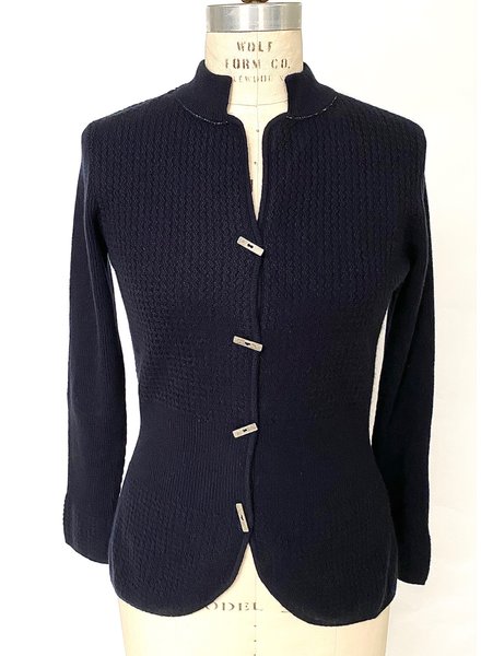 CASHMERE TEXTURED JACKET: NAVY