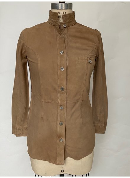 SUEDE SHIRT: TAUPE