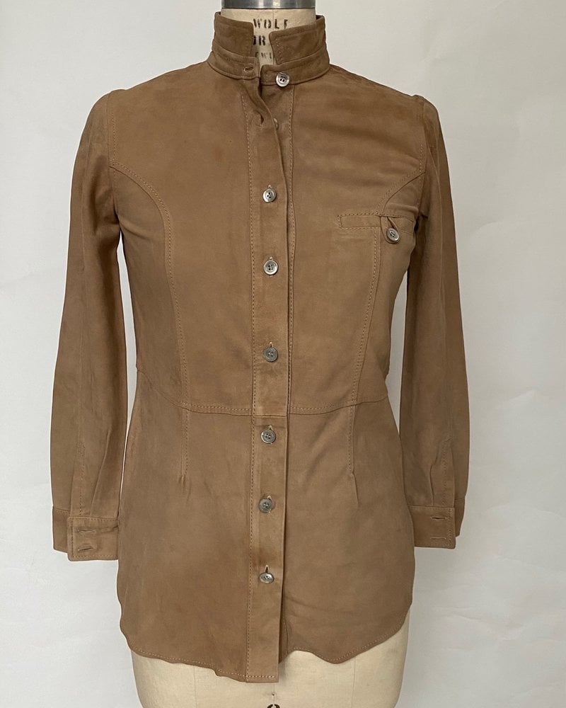 SUEDE SHIRT: TAUPE