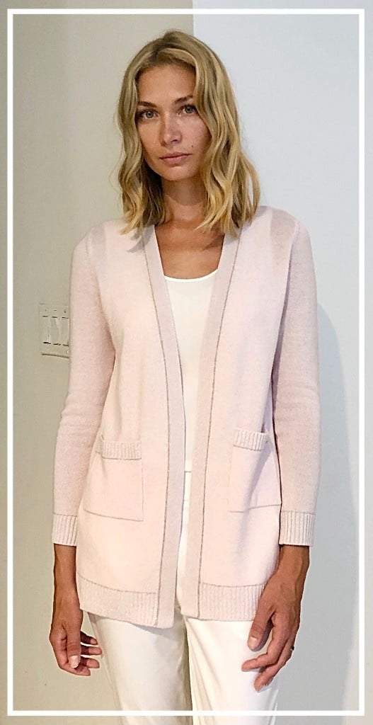 CASHMERE CARDIGAN W/ LUREX DETAILS: PINK