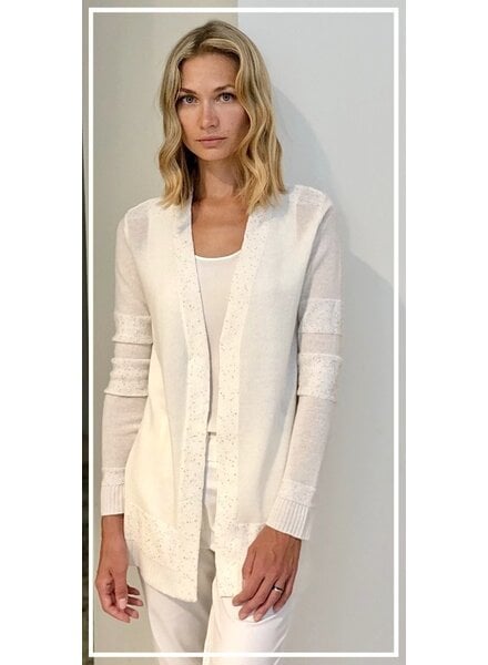 CASHMERE CARDIGAN W/ LUREX DETAILS: IVORY