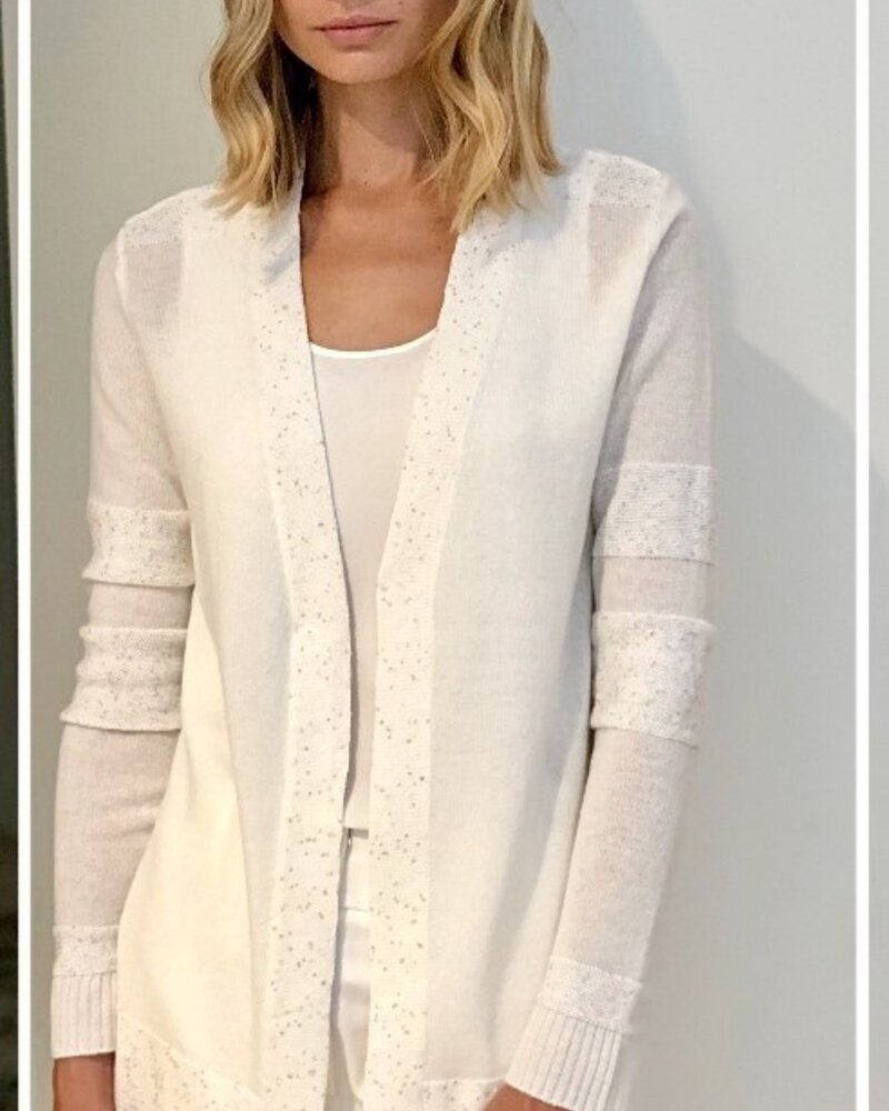 CASHMERE CARDIGAN W/ LUREX DETAILS: IVORY