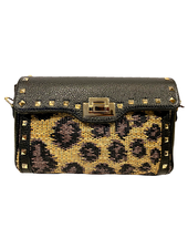 MARGOT CLUTCH: BLACK JACQUARD RAFFIA