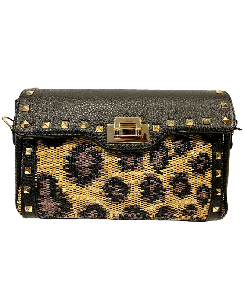 MARGOT CLUTCH: BLACK JACQUARD RAFFIA