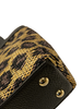 RAFFIA BLACK LEOPARD STELLA MINI HANDBAG: 16 X 10 X 4