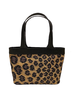 RAFFIA BLACK LEOPARD STELLA MINI HANDBAG: 16 X 10 X 4