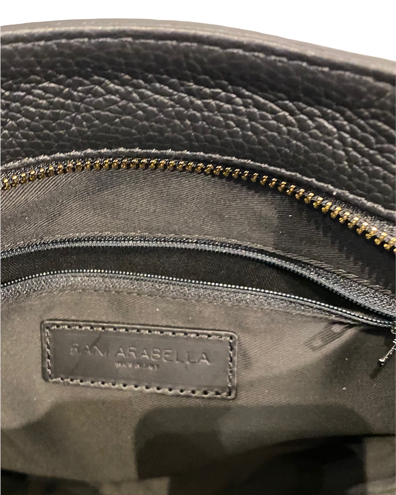 STELLA MINI HANDBAG: BLACK RAFFIA