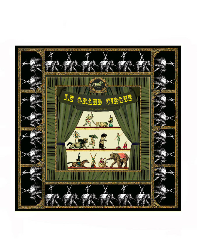 PRINTED CASHMERE SCARF: CIRCUS: BLACK