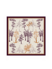 CASHMERE PRINTED SHAWL: TREES: CERISE