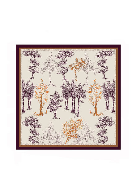 CASHMERE PRINTED SHAWL: TREES: CERISE