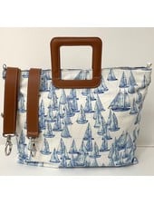 PRINTED CANVAS MESSENGER BAG:BOATS