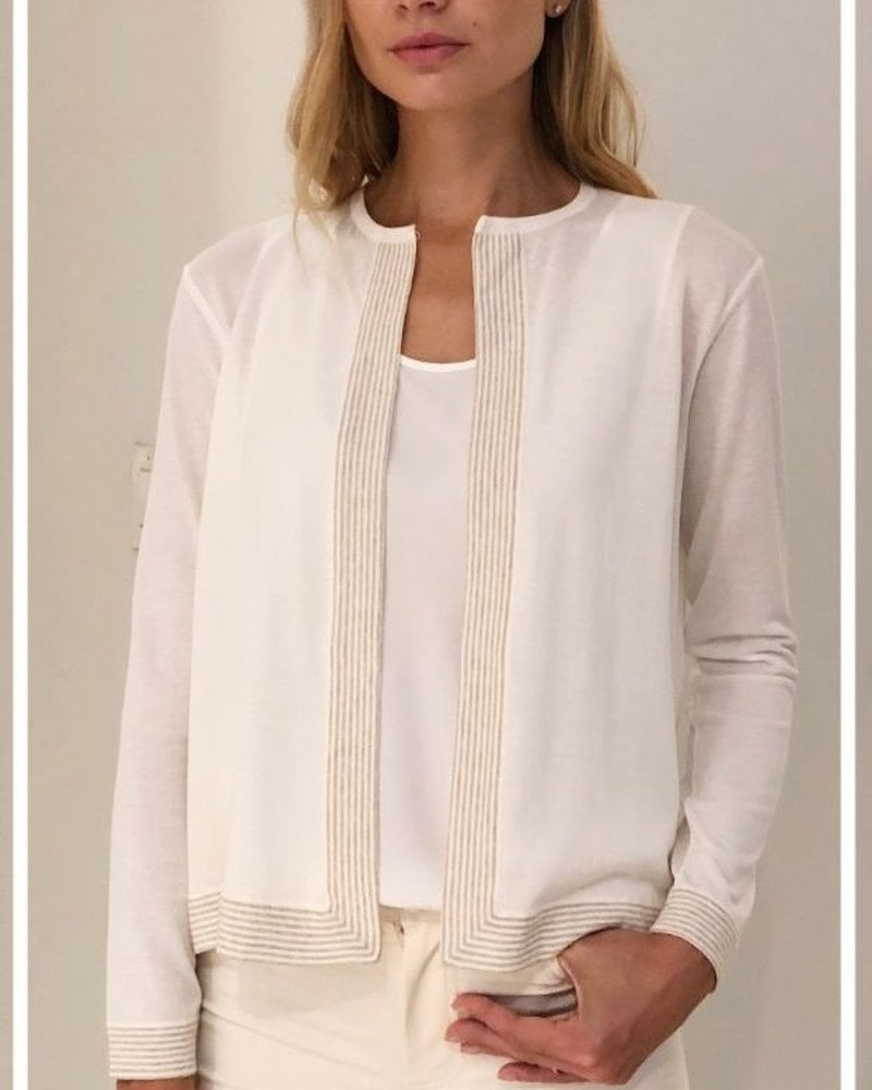 SUPER FINE COTTON CARDIGAN : IVORY -