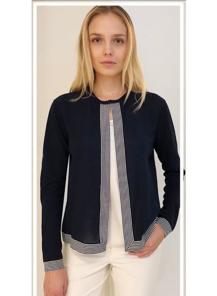 SUPER FINE COTTON CARDIGAN : NAVY