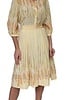 SILK DRESS WITH BLOUSON SLEEVE: ABSTRACT-BUTTER