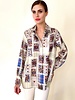 COLLARED SILK PRINTED SHIRT: CARDS IVORY
