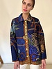 SILK PRINTED QUILTED JACKET: LEO: NAVY