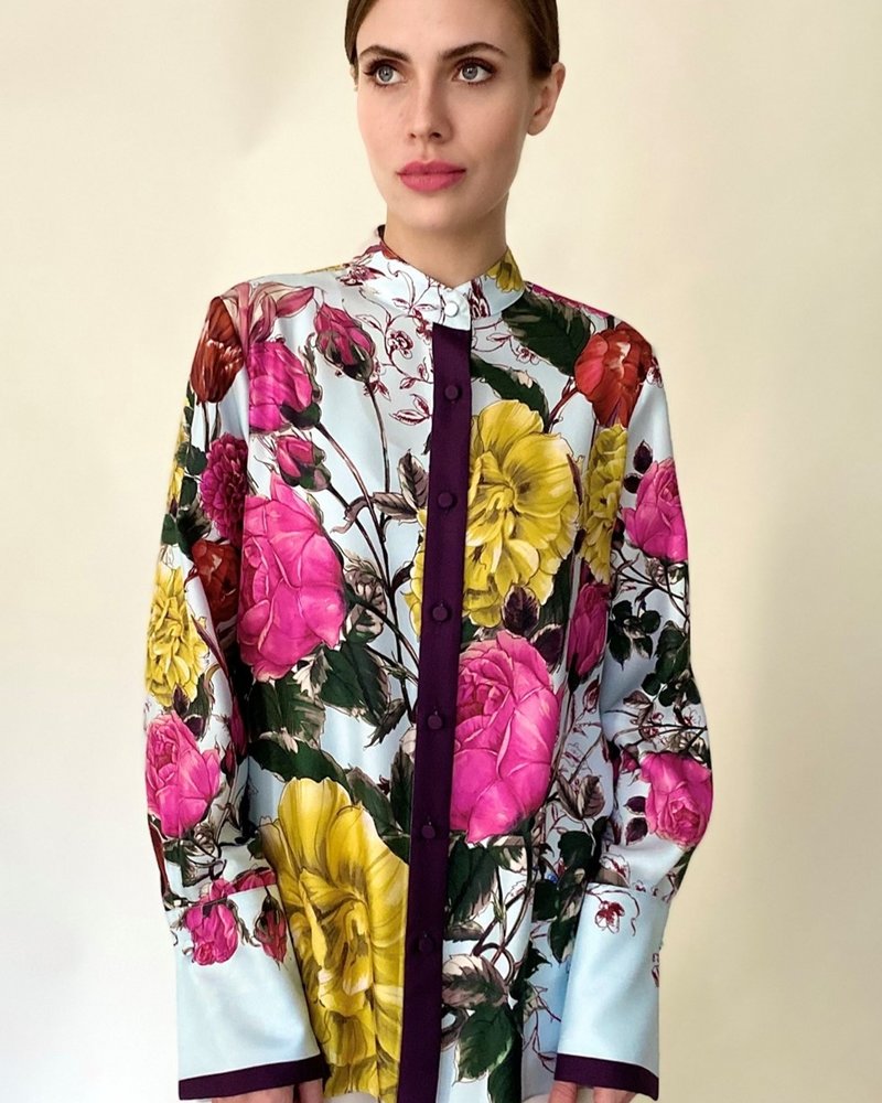 SILK PRINTED SHIRT: FLORAL MULTI