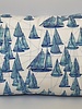 SILK PRINTED PILLOW  :BOAT  ZIG ZAG TRIM: 12"X18"