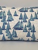 SILK PRINTED PILLOW  :BOAT  ZIG ZAG TRIM: 12"X18"