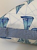 SILK PRINTED PILLOW  :BOAT  ZIG ZAG TRIM: 12"X18"
