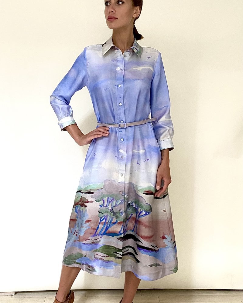 SILK DRESS: CLOUDS BLUE