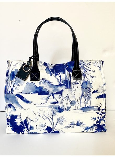 TOTE BAG SMALL: PONIES : BLUE