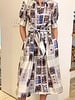 SILK PRINTED DRESS: CARDS-IVORY