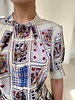 SILK PRINTED DRESS: CARDS-IVORY