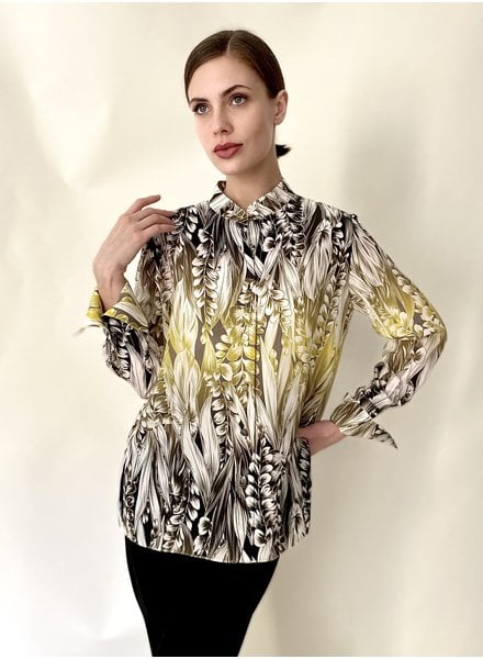 SILK PRINTED SHIRT LEAF GREEN