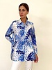 COLLARED SILK PRINTED SHIRT: PALM BLUE