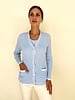 ORGANIC COTTON  RIBBED V-NECK CARDIGAN: LIGHT BLUE