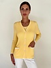 ORGANIC COTTON  RIBBED V-NECK CARDIGAN: YELLOW