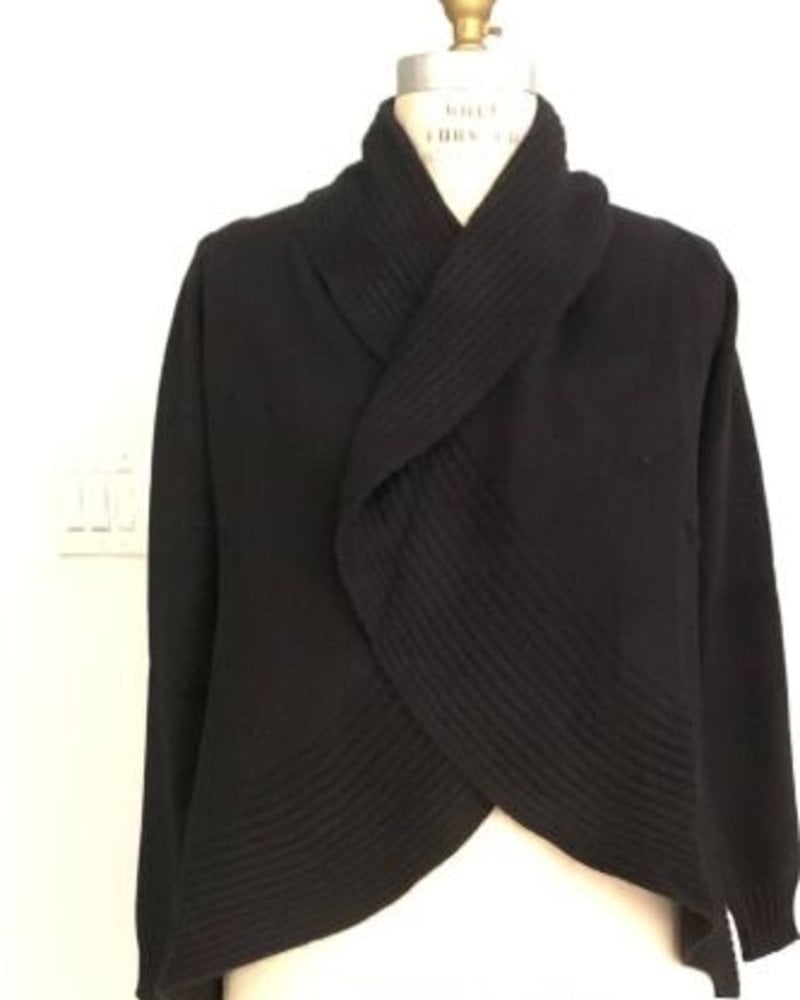 SHAWL NECK SWEATER: BLACK