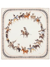 PRINTED CASHMERE SCARF: NATIVE AMERICAN: BEIGE