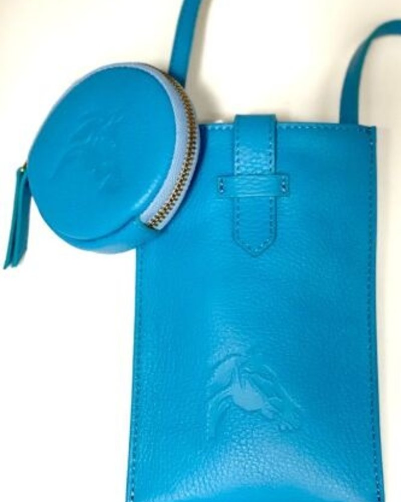 MADE IN ITALY LEATHER TELEPHONE SET: TURQUOISE