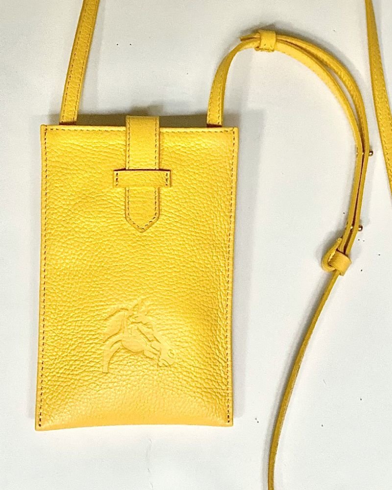 MADE IN ITALY LEATHER TELEPHONE SET: SUNFLOWER YELLOW