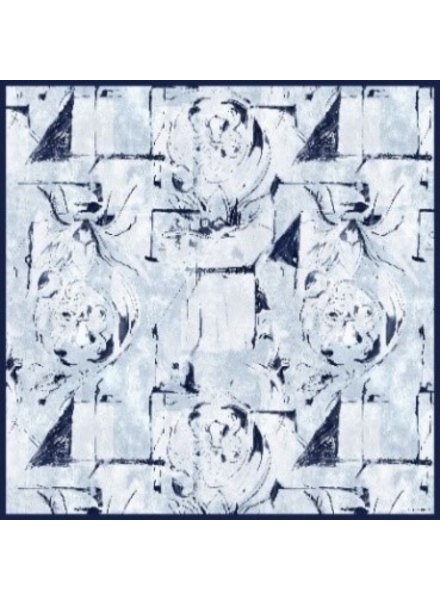 CASHMERE PRINTED SCARF: PLATES: NAVY - RANI ARABELLA