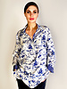 100% SILK PRINTED POP OVER SHIRT: PONIES: BLUE