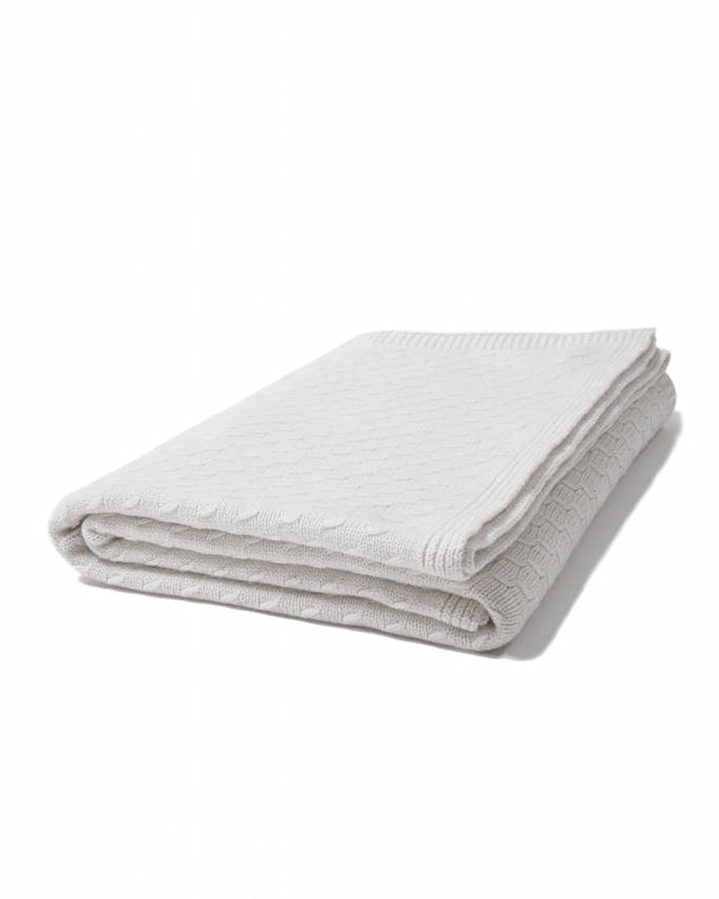 FILETTO: 100% CASHMERE THROW:46" X 72": IVORY