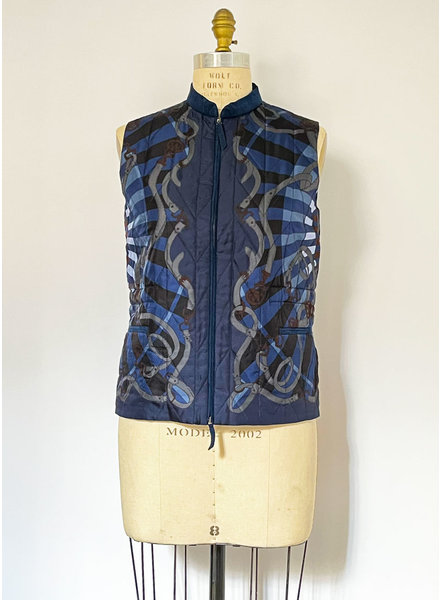 SILK PRINTED VEST: FIRENZE NAVY