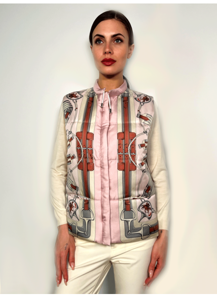 SILK PRINTED VEST: STIRRUPS PINK