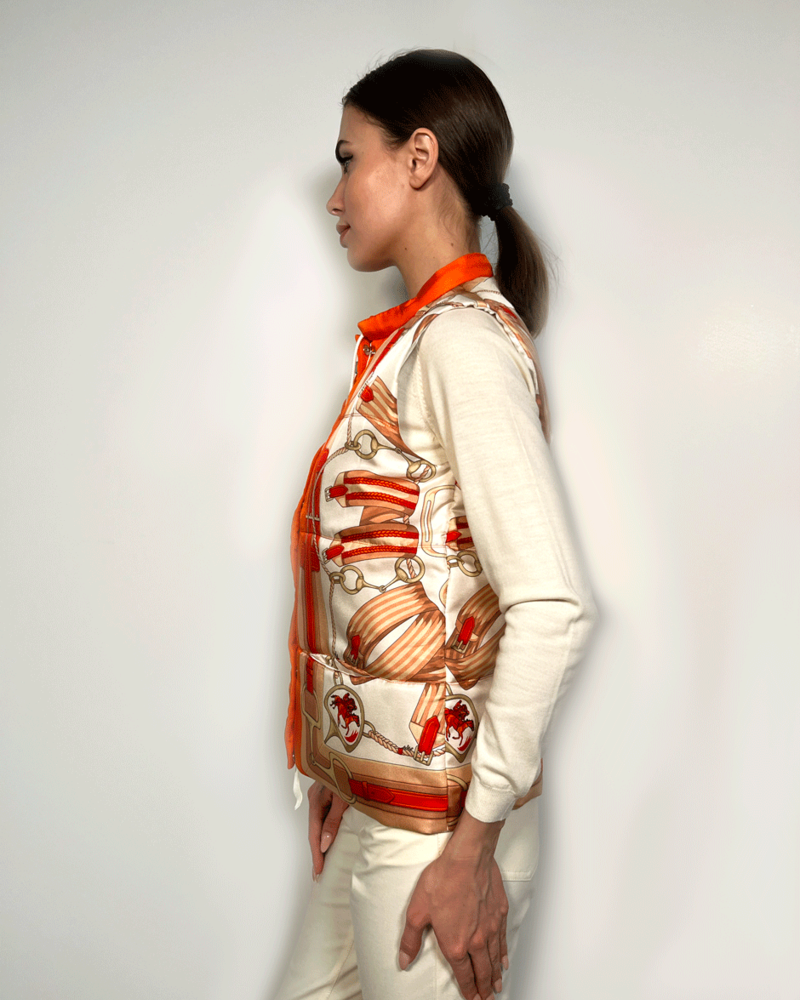 SILK PRINTED VEST: STIRRUPS ORANGE