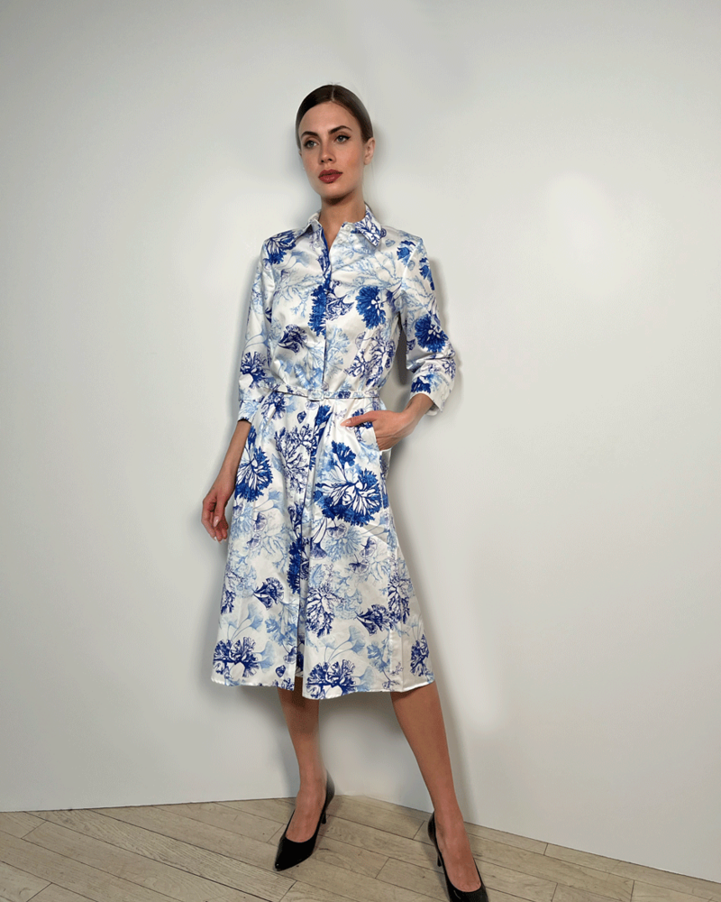 COTTON DRESS: CORAL BLUE