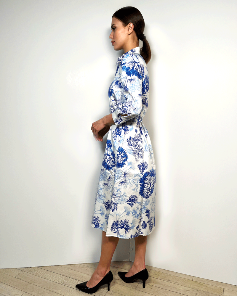 COTTON DRESS: CORAL BLUE
