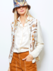 SILK PRINT BUTTON FRONT CASHMERE BACK SLEEVE CARDIGAN: BITS: IVORY