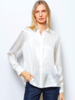 100% SILK COLLAR BUTTON FRONT WITH SIDE SLITS SHIRT: SIMONA: IVORY