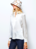 100% SILK COLLAR BUTTON FRONT WITH SIDE SLITS SHIRT: SIMONA: IVORY